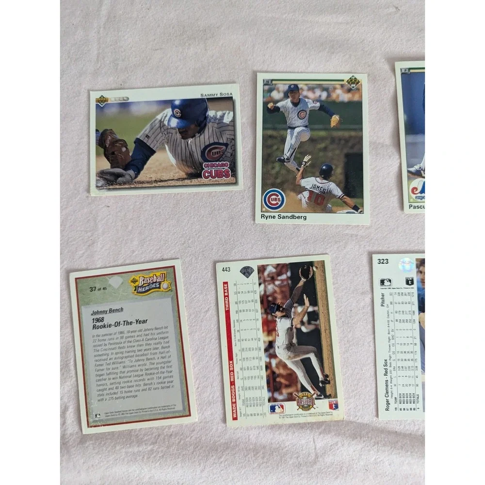 VTG 1990‎ 92 Baseball card lot Johnny Bench Sammy Sosa Greg Maddux Pascual Perez